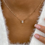 Solitaire Necklace 1 ct TCW , Solid Gold 14k