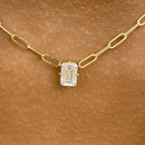 Solitaire Necklace 1 ct TCW , Solid Gold 14k