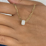 Solitaire Necklace 1 ct TCW , Solid Gold 14k