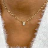 Solitaire Necklace 1 ct TCW , Solid Gold 14k