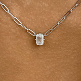 Solitaire Necklace 1 ct TCW , Solid Gold 14k