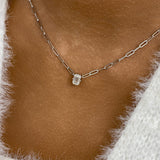 Solitaire Necklace 1 ct TCW , Solid Gold 14k