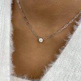 Solitaire Necklace 1 ct TCW , Solid Gold 14k