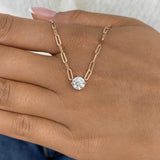 Solitaire Necklace 1 ct TCW , Solid Gold 14k