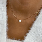 Solitaire Necklace 1 ct TCW , Solid Gold 14k