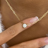 Solitaire Necklace 1 ct TCW , Solid Gold 14k