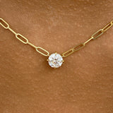 Solitaire Necklace 1 ct TCW , Solid Gold 14k