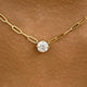 Solitaire Necklace 1 ct TCW , Solid Gold 14k