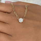 Solitaire Necklace 1 ct TCW , Solid Gold 14k