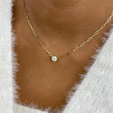 Solitaire Necklace 1 ct TCW , Solid Gold 14k