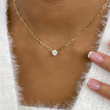Solitaire Necklace 1 ct TCW , Solid Gold 14k