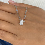 Solitaire Necklace 1 ct TCW , Solid Gold 14k