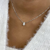 Solitaire Necklace 1 ct TCW , Solid Gold 14k