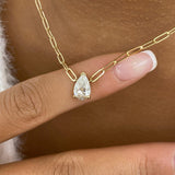 Solitaire Necklace 1 ct TCW , Solid Gold 14k