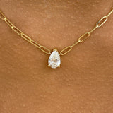 Solitaire Necklace 1 ct TCW , Solid Gold 14k