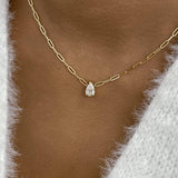 Solitaire Necklace 1 ct TCW , Solid Gold 14k