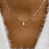 Solitaire Necklace 1 ct TCW , Solid Gold 14k
