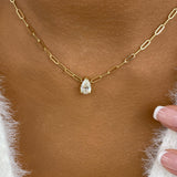 Solitaire Necklace 1 ct TCW , Solid Gold 14k