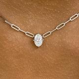 Solitaire Necklace 1 ct TCW , Solid Gold 14k