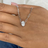 Solitaire Necklace 1 ct TCW , Solid Gold 14k