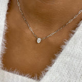 Solitaire Necklace 1 ct TCW , Solid Gold 14k