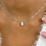 Solitaire Necklace 1 ct TCW , Solid Gold 14k