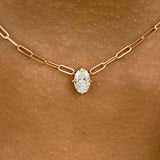 Solitaire Necklace 1 ct TCW , Solid Gold 14k