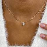 Solitaire Necklace 1 ct TCW , Solid Gold 14k