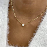 Solitaire Necklace 1 ct TCW , Solid Gold 14k