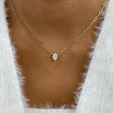 Solitaire Necklace 1 ct TCW , Solid Gold 14k