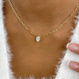 Solitaire Necklace 1 ct TCW , Solid Gold 14k