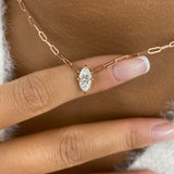 Solitaire Necklace 1 ct TCW , Solid Gold 14k