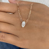 Solitaire Necklace 1 ct TCW , Solid Gold 14k