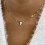Solitaire Necklace 1 ct TCW , Solid Gold 14k