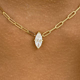 Solitaire Necklace 1 ct TCW , Solid Gold 14k