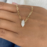 Solitaire Necklace 1 ct TCW , Solid Gold 14k
