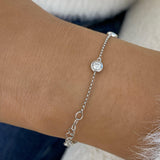 Bezel Stations Chain Bracelet 0.7 ct TCW , Solid Gold 14k