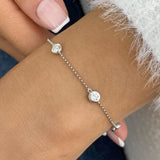 Bezel Stations Chain Bracelet 0.7 ct TCW , Solid Gold 14k