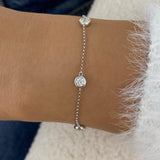 Bezel Stations Chain Bracelet 0.7 ct TCW , Solid Gold 14k