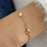 Bezel Stations Chain Bracelet 0.7 ct TCW , Solid Gold 14k