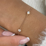 Bezel Stations Chain Bracelet 0.7 ct TCW , Solid Gold 14k