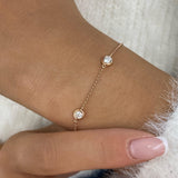 Bezel Stations Chain Bracelet 0.7 ct TCW , Solid Gold 14k