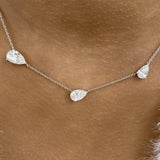 3 Pear Stations Chain Necklace 3 ct TCW , Solid Gold 14k