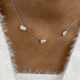 3 Pear Stations Chain Necklace 3 ct TCW , Solid Gold 14k