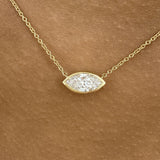 Solitaire Necklace 1 ct TCW , Solid Gold 14k