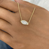 Solitaire Necklace 1 ct TCW , Solid Gold 14k