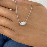 Solitaire Necklace 1 ct TCW , Solid Gold 14k