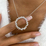 Circle Wreath Necklace 2.3 ct TCW , Solid Gold 14k