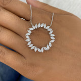 Circle Wreath Necklace 2.3 ct TCW , Solid Gold 14k