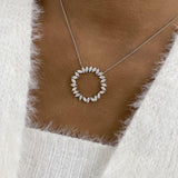 Circle Wreath Necklace 2.3 ct TCW , Solid Gold 14k